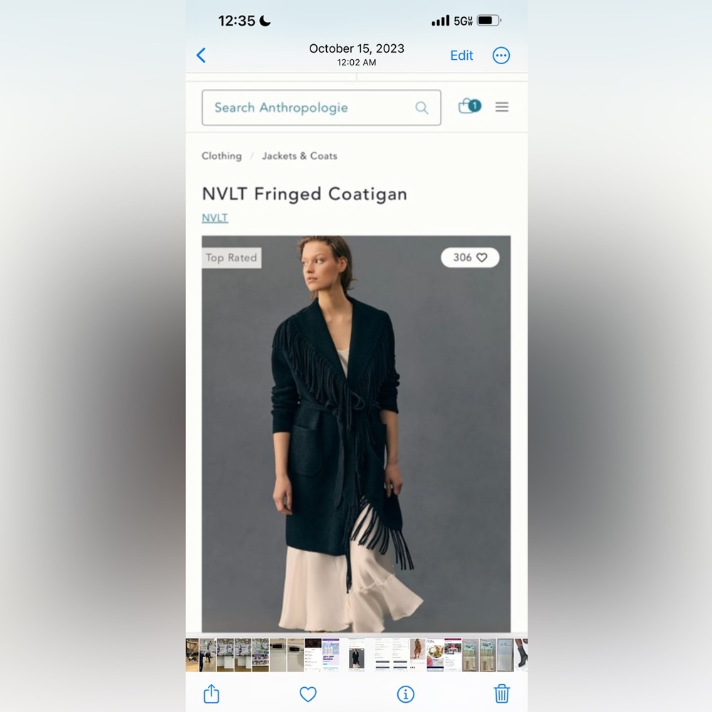 Anthropology NVLT fringed coatigan